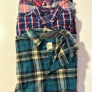 J. Crew and American Eagle Men's Plaid Shirts- 3 pack